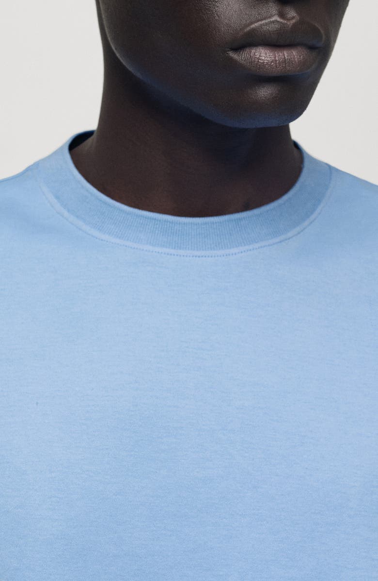 MANGO Regular Fit Cotton T-Shirt, Alternate, color, Sky Blue