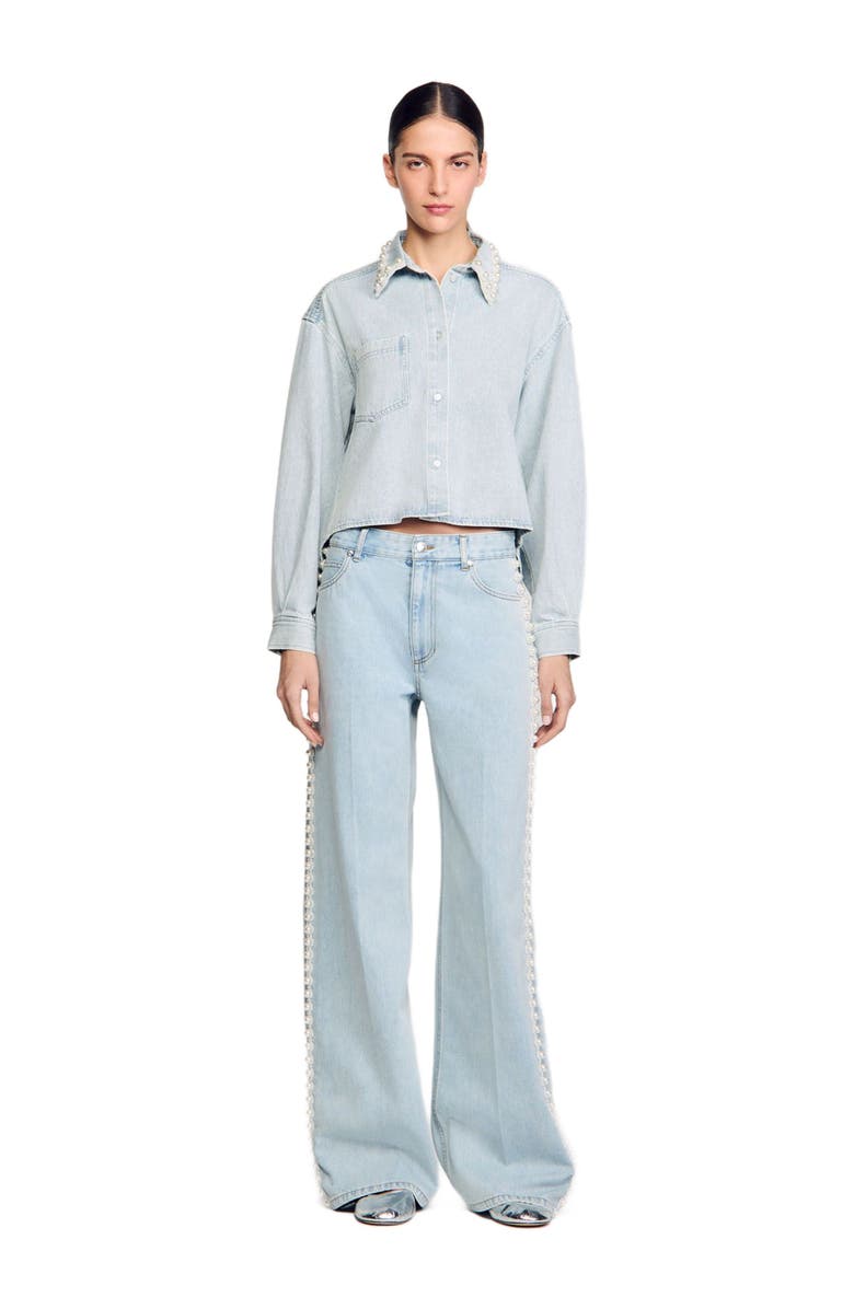 SANDRO Beaded jeans, Alternate, color, 