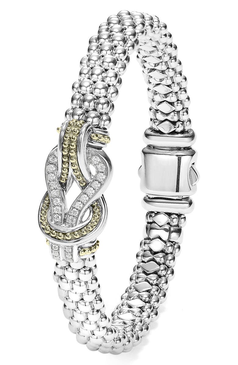 LAGOS Caviar Newport Diamond Station Bracelet, Alternate, color, Silver/ Gold