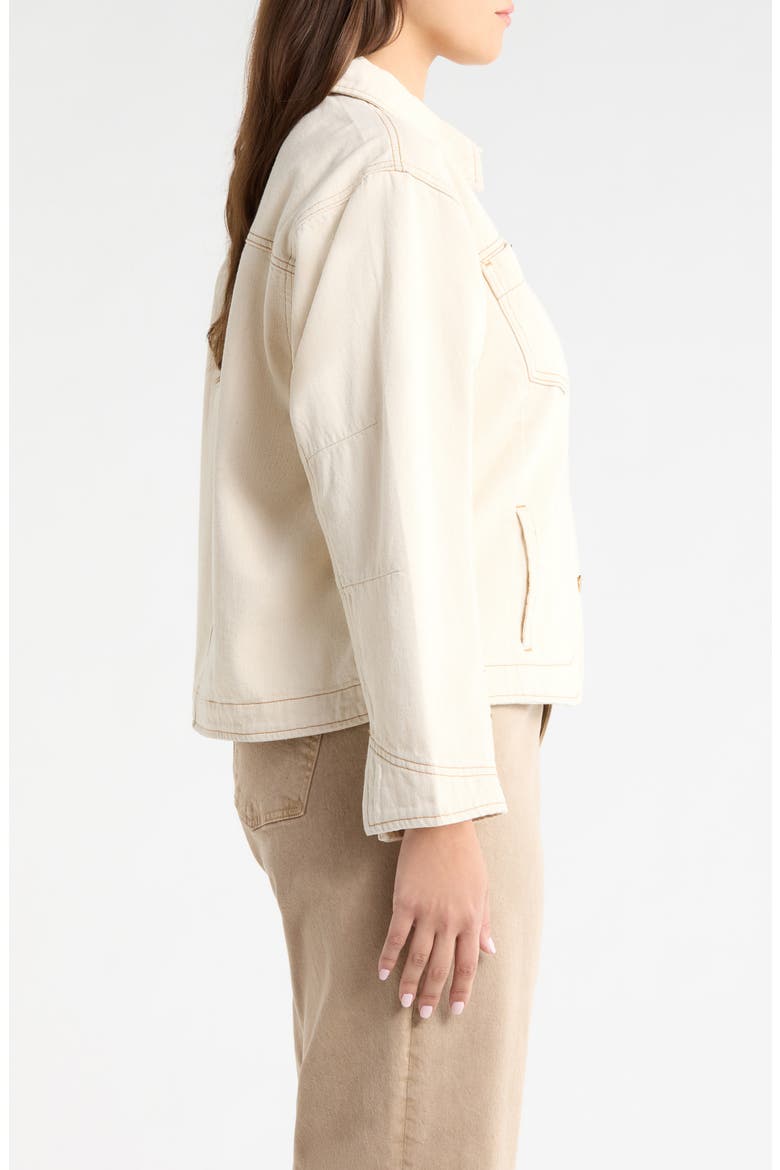 Topstitch Denim Jacket, Alternate, color, HEATHERED BIRCH/ CARAMEL