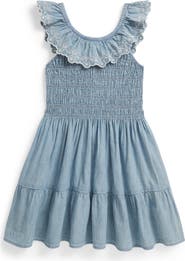Polo Ralph Lauren Kids' Embroidered Smocked Bodice Chambray Sundress