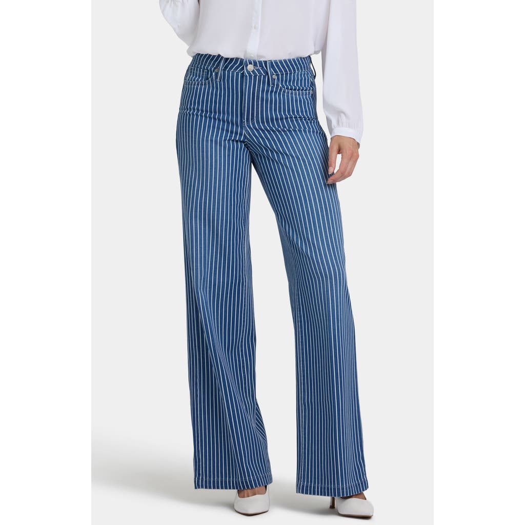 Nydj Teresa Stripe Wide Leg Jeans In Blue