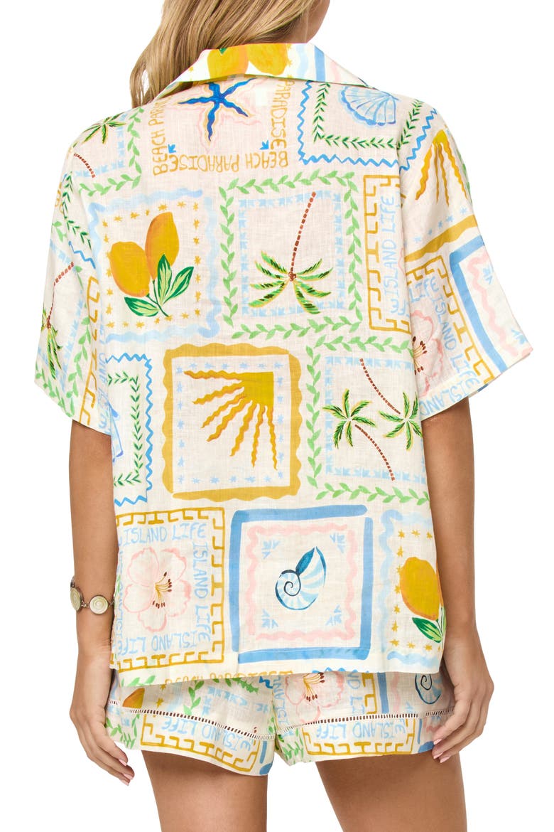 La Mer Embroidered Cover-Up Shirt, Alternate, color, WISH YOU WERE HERE