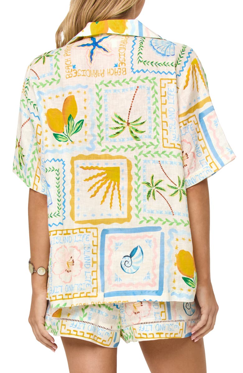 LSPACE La Mer Embroidered Cover-Up Shirt, Alternate, color, Wish You Were Here
