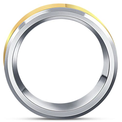 Bliss Diamond Polished Tungsten & Gold Plated Two Tone 8mm Ring Wedding Band