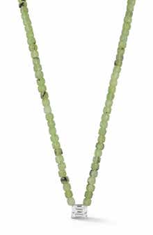 Peridot Beaded Cubic Zirconia Pendant Necklace
