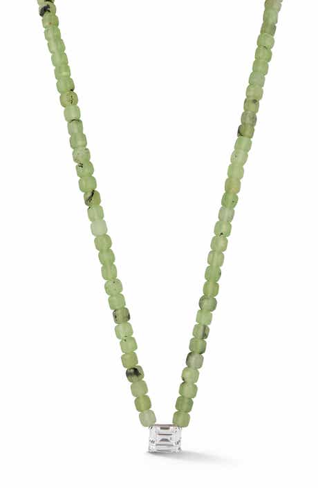 Peridot Beaded Cubic Zirconia Pendant Necklace