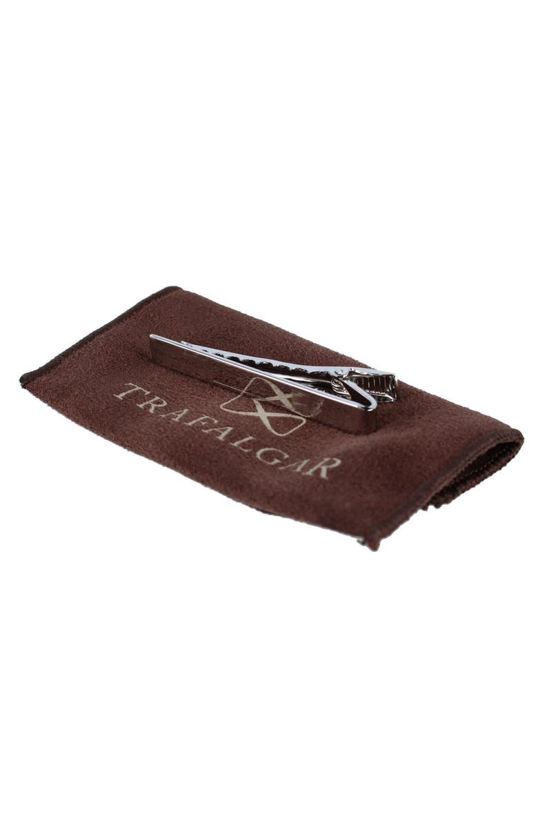 Trafalgar Engine Turned Sterling Silver Micro-Lined Tie Bar, Alternate, color, Silver