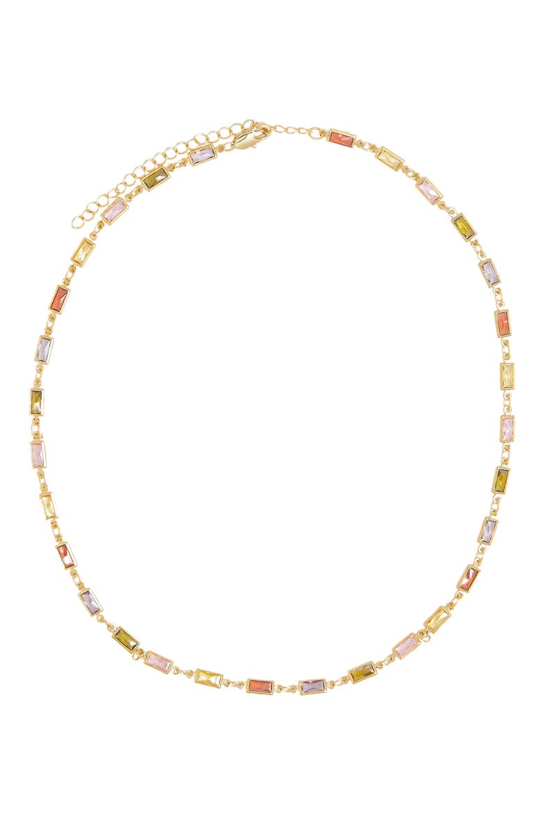 Goldie Crystal Station Necklace, Main, color, GOLD MULTI