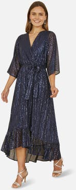 Yumi Sequin Midi Wrap Dress