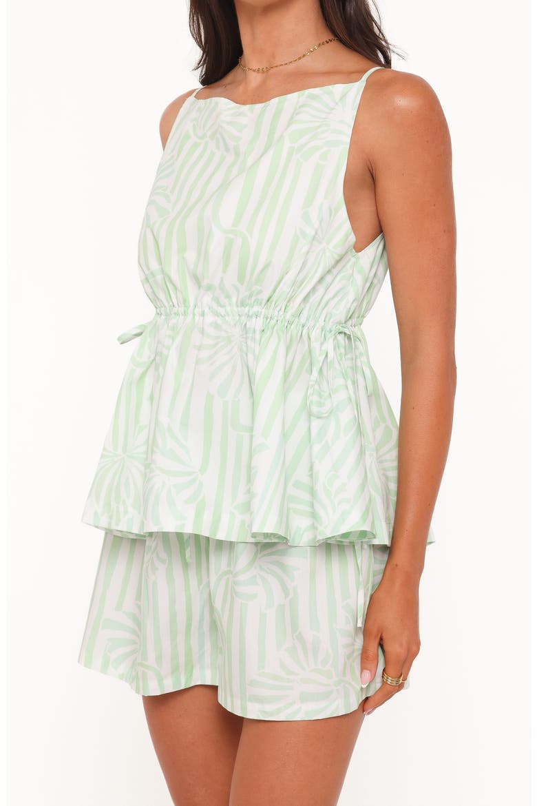 Rory Gingham Cotton Peplum Tank, Alternate, color, JADE PAINTED STRIPE