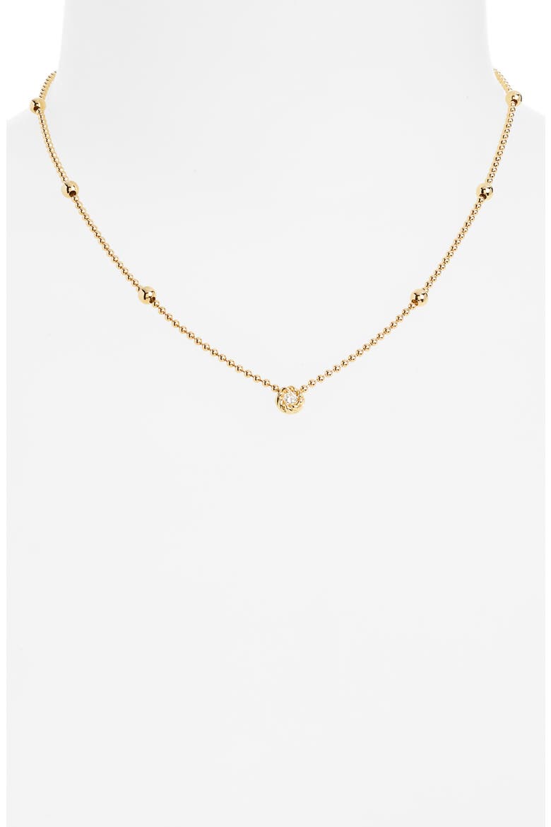 Diamond & Bead Station Necklace, Alternate, color, YELLOW GOLD