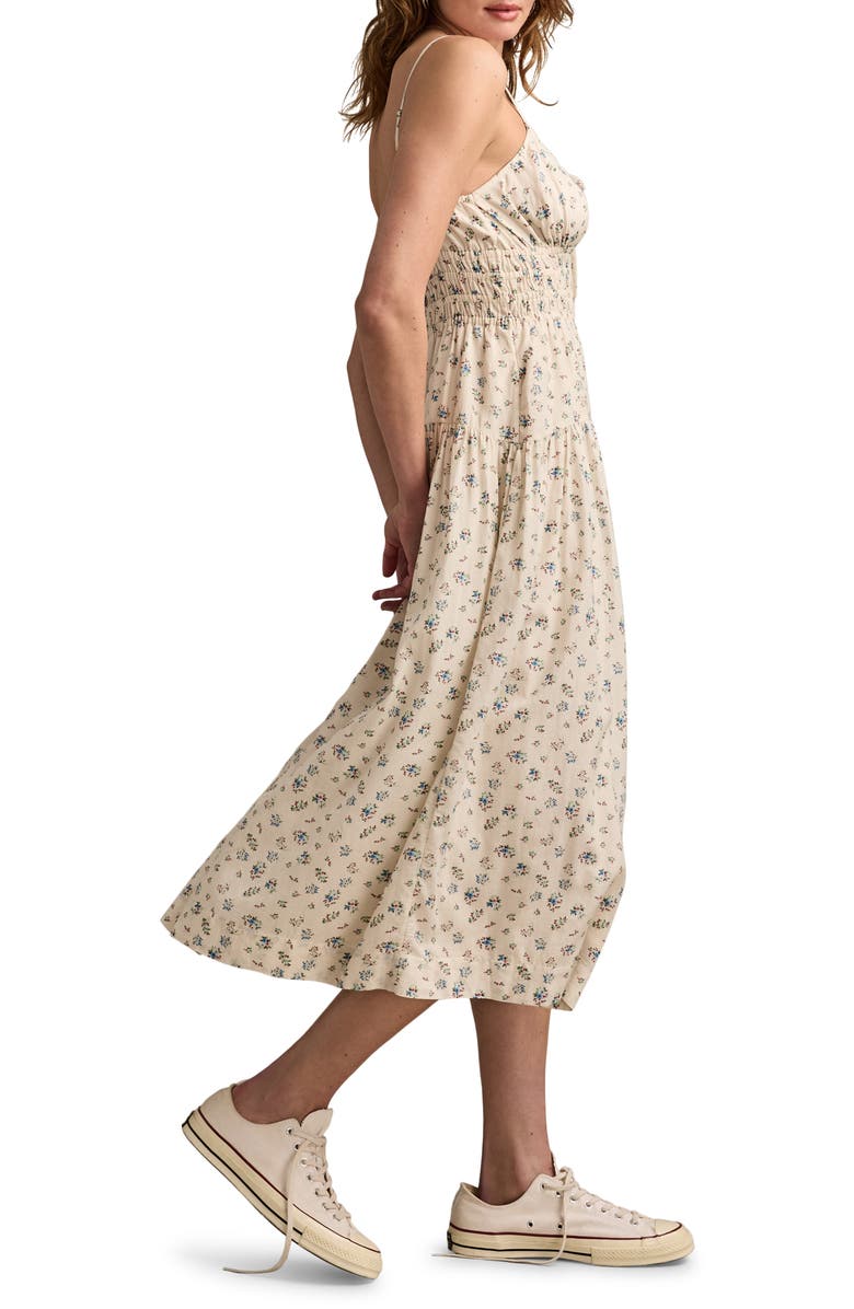 Lucky Brand Print Smocked Waist Midi Dress, Alternate, color, 