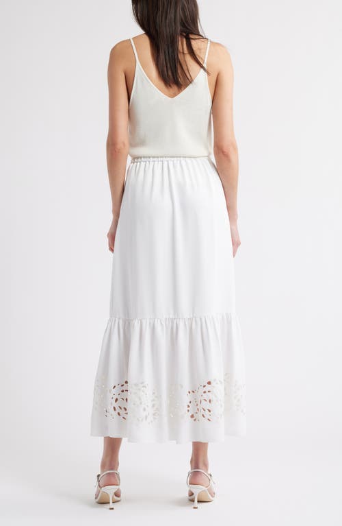 Halogen ® Eyelet Ruffle Midi Skirt In White