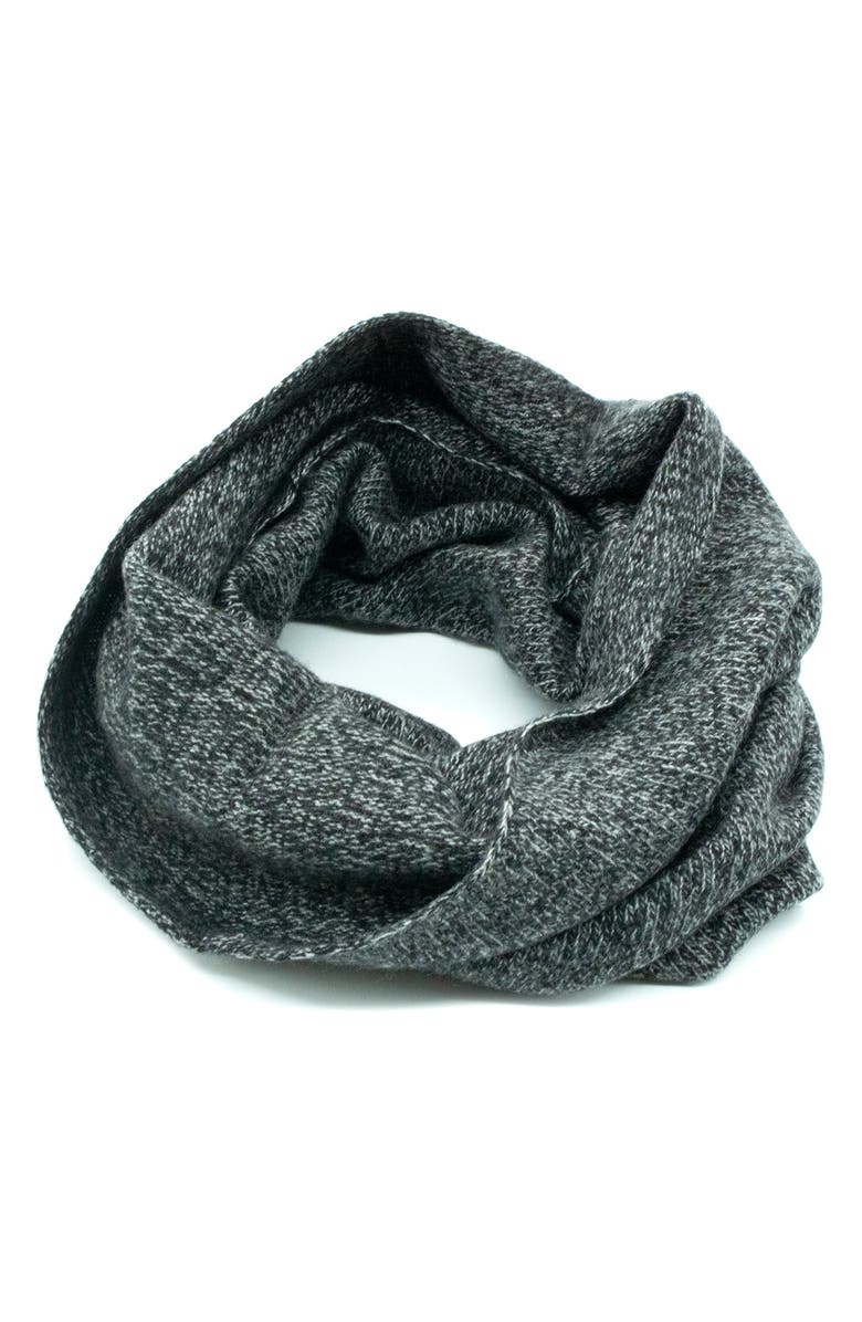 Portolano Cashmere Tweed Infinity Scarf, Main, color, Black/ Light Heather Grey