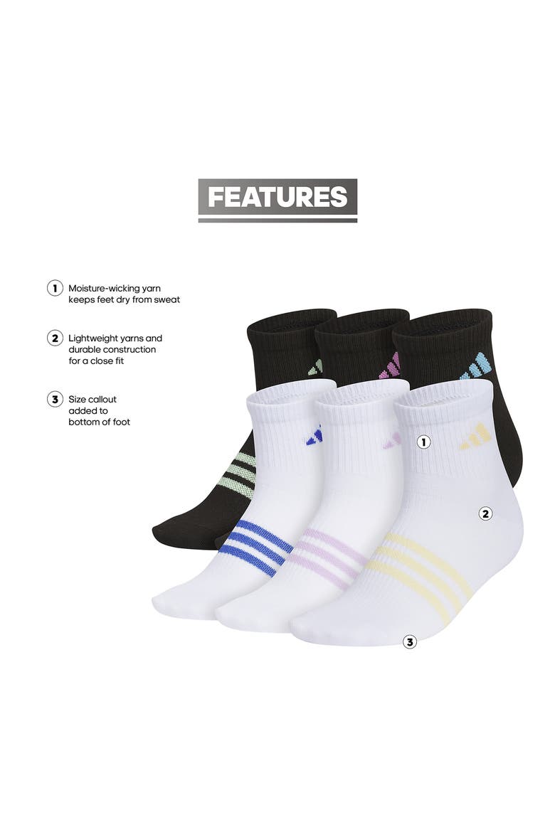 Kids' Superlire 3.0 6-Pack Quarter Socks, Alternate, color, BLACK