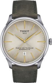 Tissot Chemin des Tourelles Leather Strap Watch, 42mm