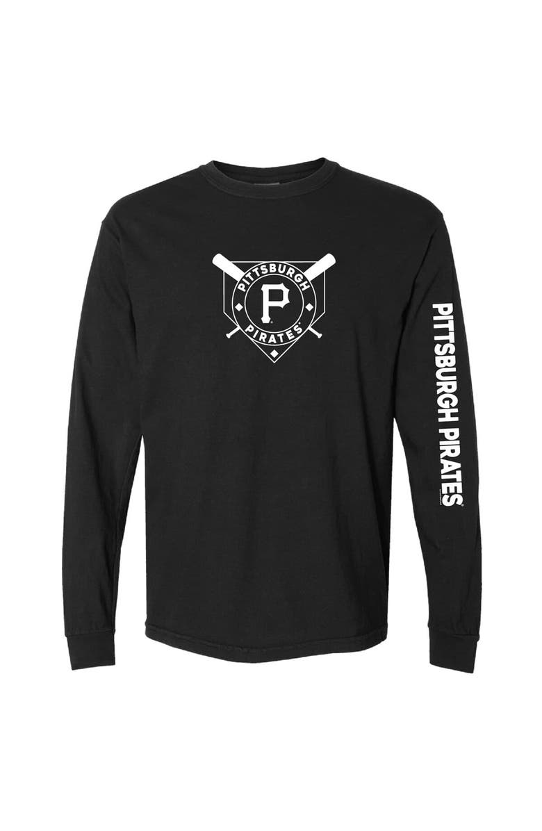 SOFT AS A GRAPE Women's Soft as a Grape Black Pittsburgh Pirates Pigment Dye Long Sleeve T-Shirt, Main, color, Black