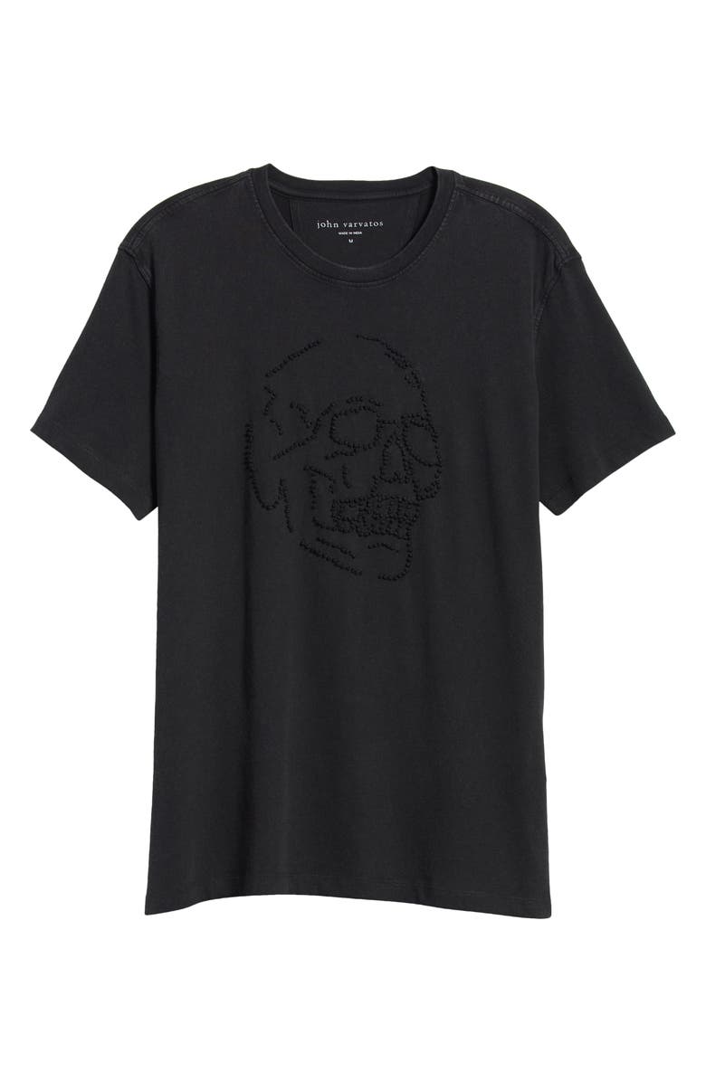 John Varvatos Beaded Skull Cotton T-Shirt, Alternate, color,