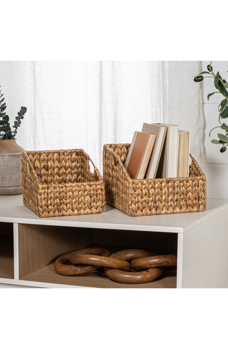 HAPPIMESS Havanah Southwestern Hand-Woven Hyacinth Slanted Nesting Baskets with Handles, Natural, Alternate, color, Natural