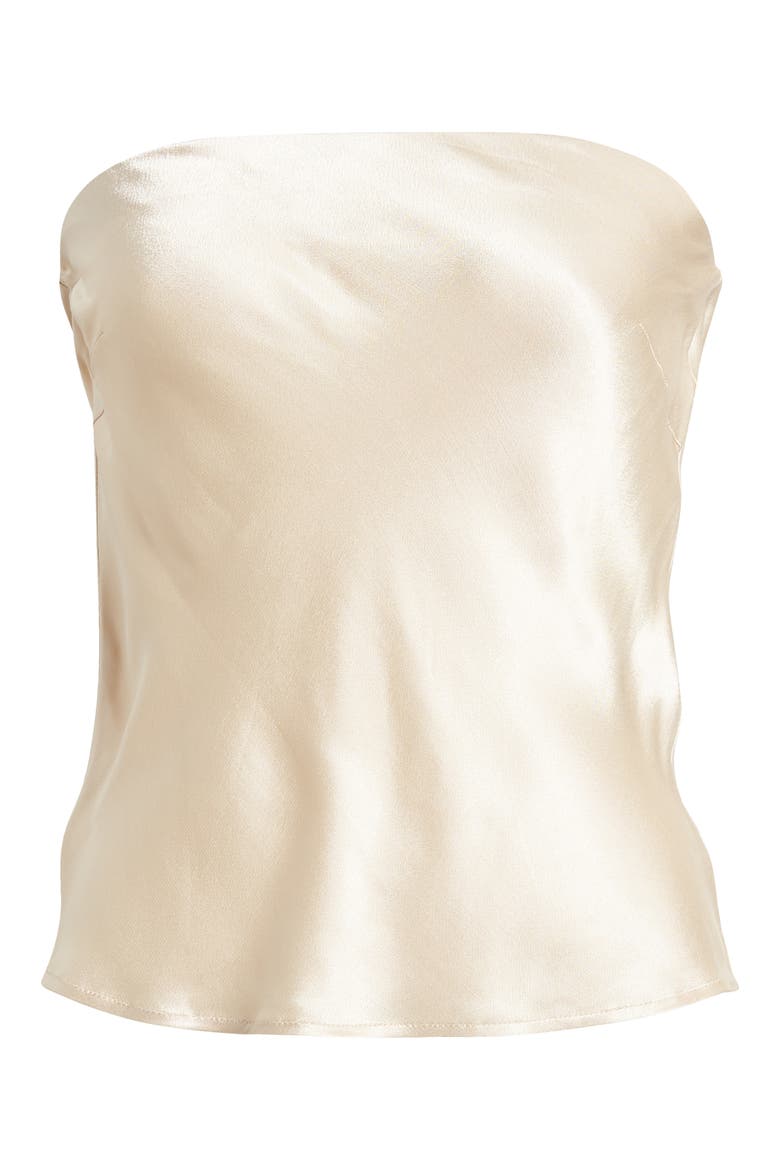 Riviera Strapless Satin Top, Alternate, color, TAUPE