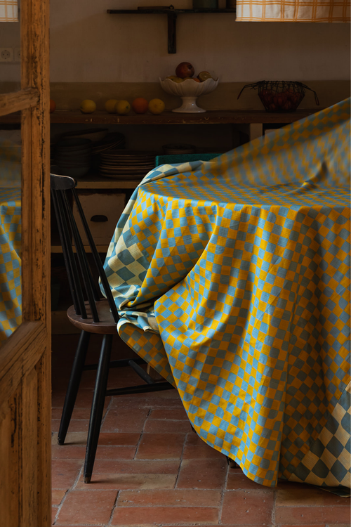 Tortuga Forma Checker Tablecloth Reversible In Blue