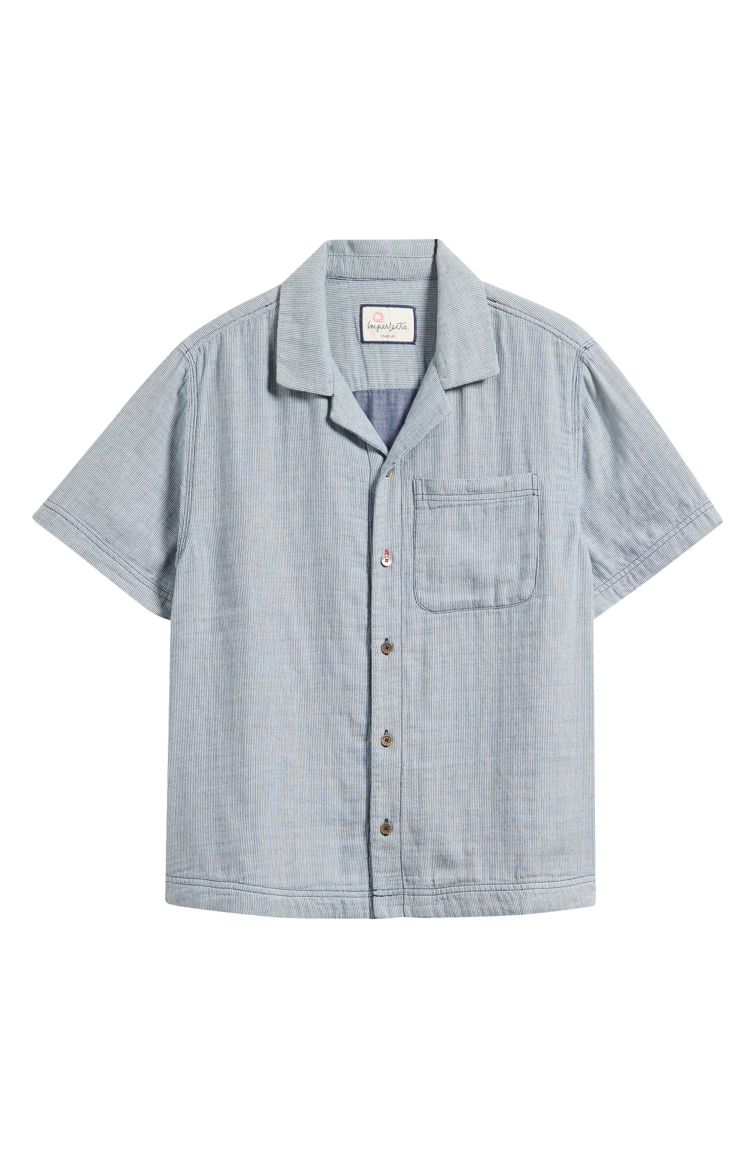 Imperfects The Cliffs Summer Cloth Camp Shirt In Indigo Solid
