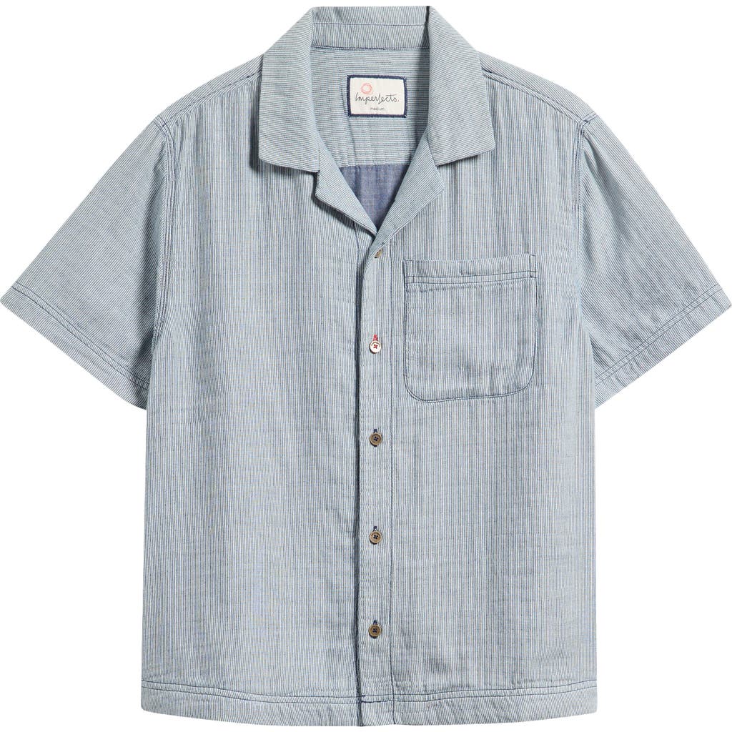 Imperfects The Cliffs Summer Cloth Camp Shirt In Indigo Solid
