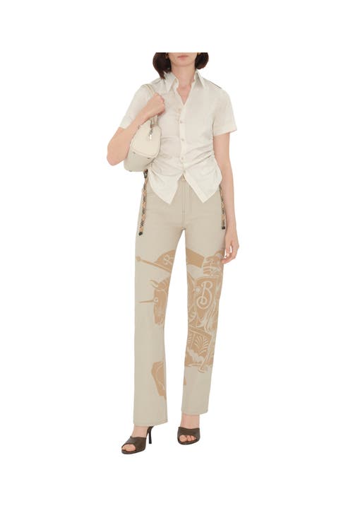 Shop Burberry Slim Fit Striped Silk Shirt In Clam