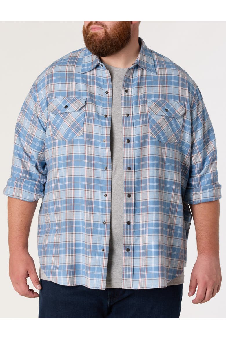 Big & Tall Medium Plaid Flannel Sport Shirt V2, Alternate, color, BLUE GREY