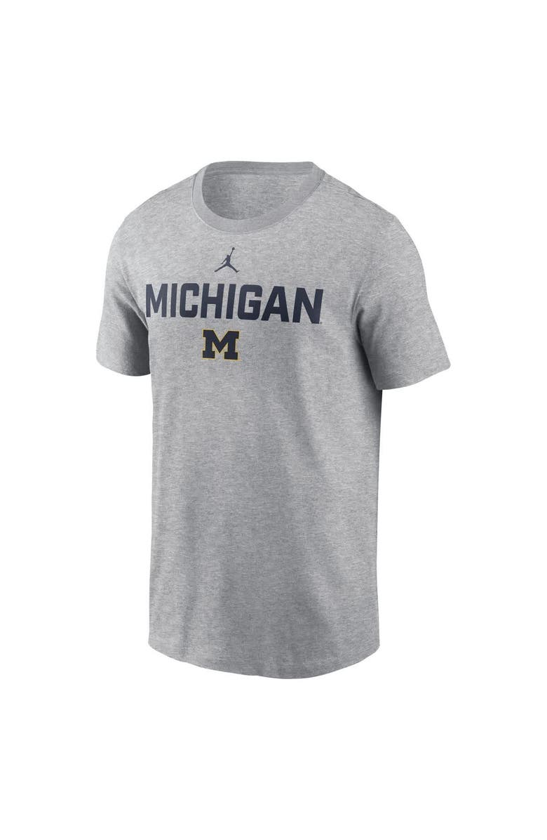 Jordan Brand Men's Jordan Brand Heather Gray Michigan Wolverines Campus 2-Hit T-Shirt, Alternate, color, Heather Gray