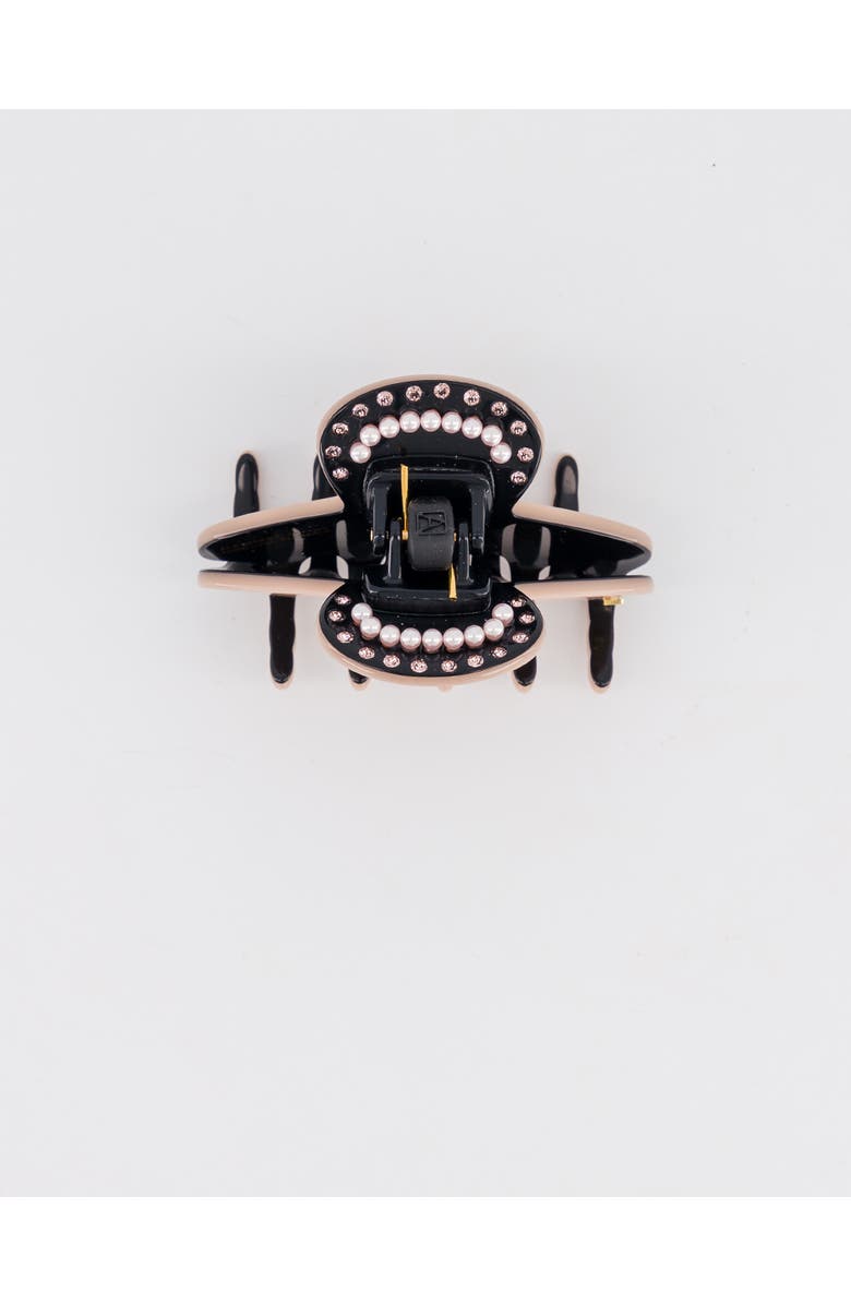 Alexandre de Paris Voltaire pearls and crystals acetate hair clip, Alternate, color, Brown