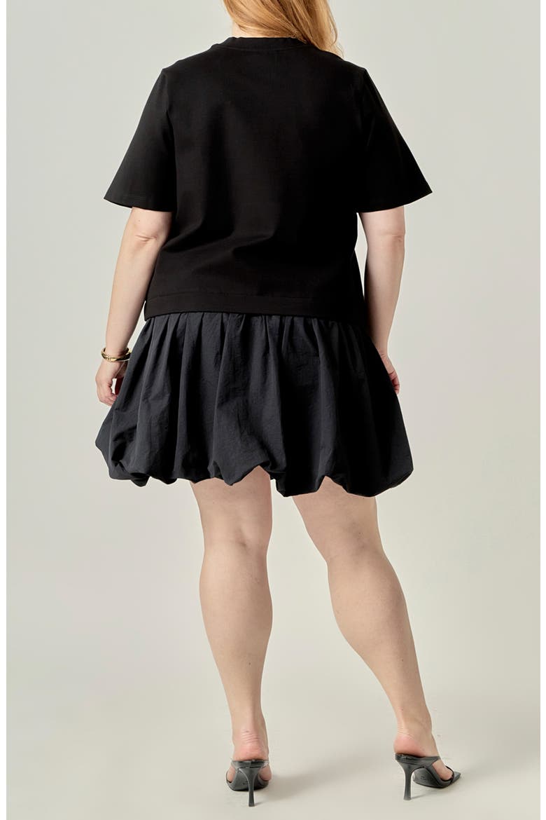 Bubble Mixed Media Minidress, Alternate, color, BLACK