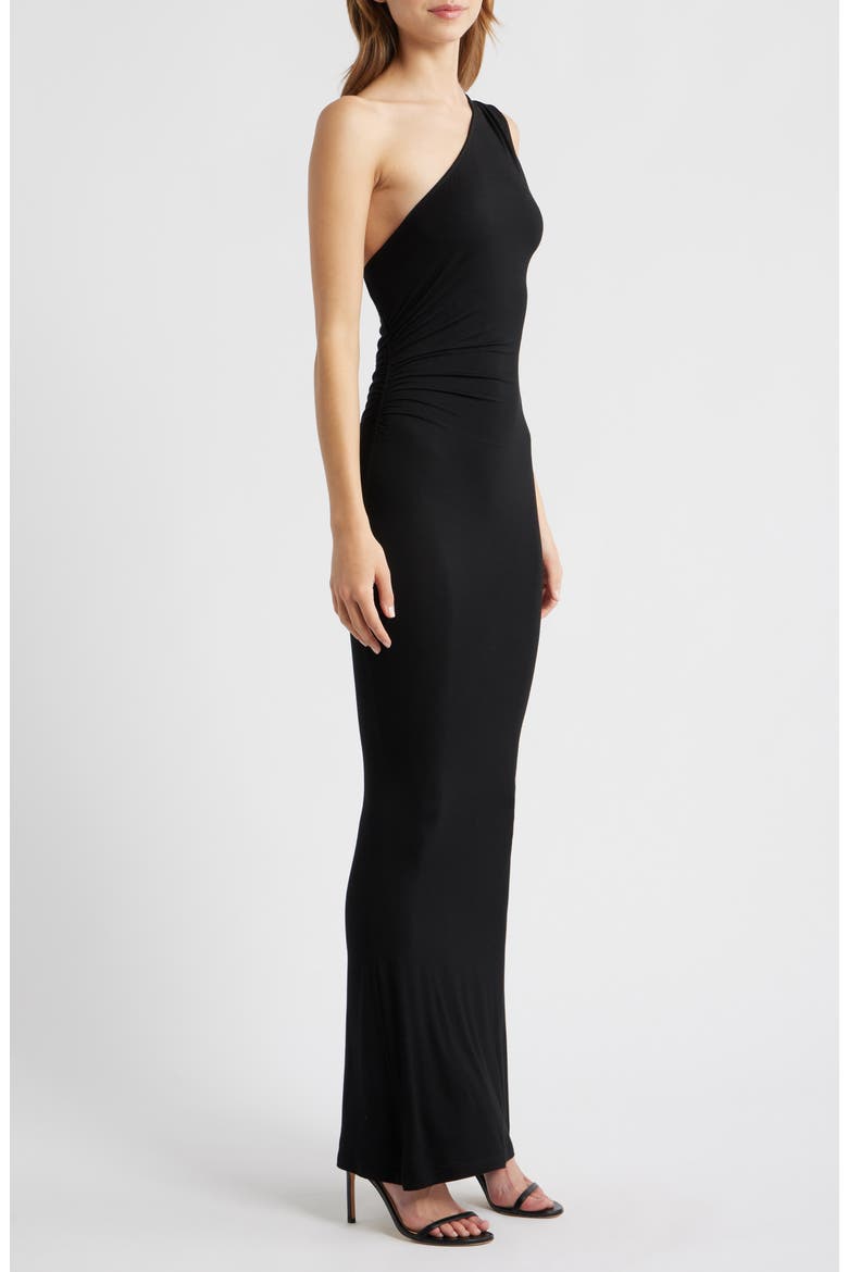 Elva One-Shoulder Mermaid Gown, Alternate, color, BLACK