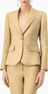 IVONNE Single-Button Tailored Linen Blazer