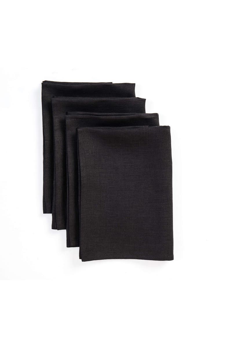 Solino Home Linen Dinner Napkins - Fete, 20" x 20" Inch, Main, color, Black