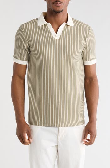 DENIM AND FLOWER Textured Stripe Polo | Nordstromrack