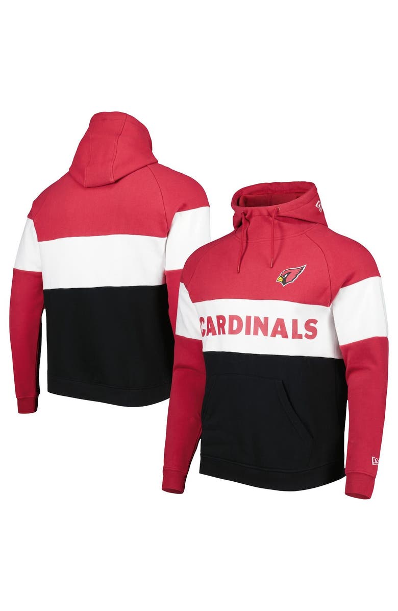 New Era Men's New Era Black/Cardinal Arizona Cardinals Colorblock Current Pullover Hoodie, Main, color, Black