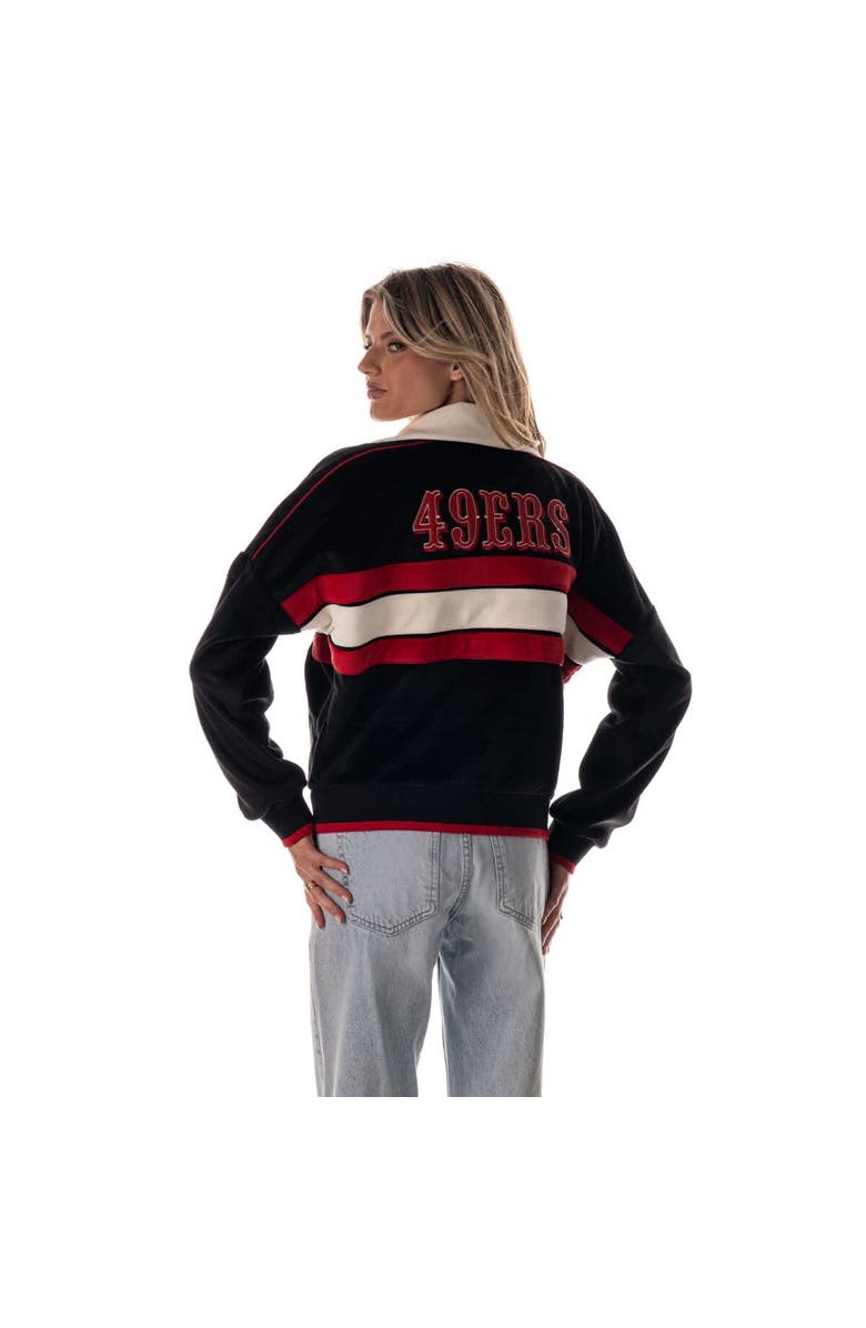 THE WILD COLLECTIVE Women's The Wild Collective Black San Francisco 49ers Cropped Corduroy Full-Zip Bomber Jacket, Alternate, color, Black