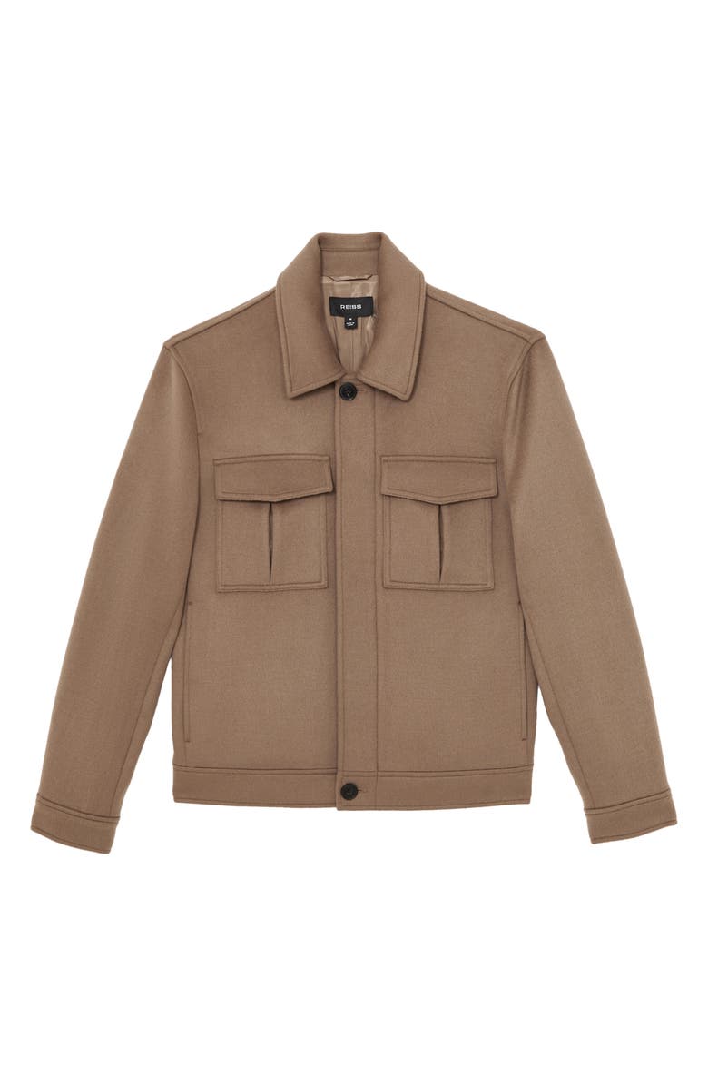 Reiss Perisil Felted Wool Blend Zip Jacket, Alternate, color, Dark Brown