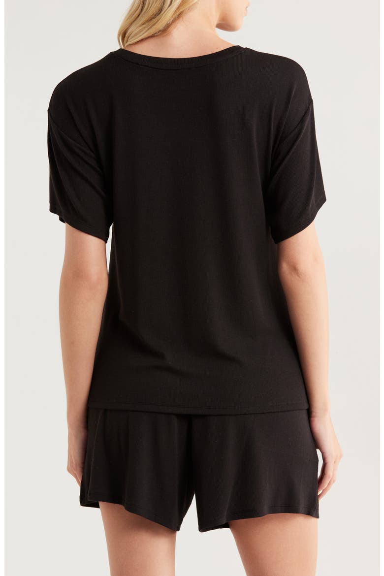 Moonlight Eco Easy Rib Short Pajamas, Alternate, color, BLACK