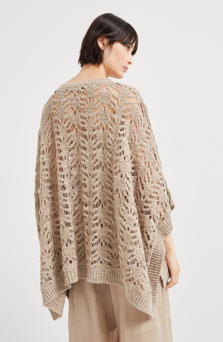 Brunello Cucinelli Foliage Lace poncho, Alternate, color, 