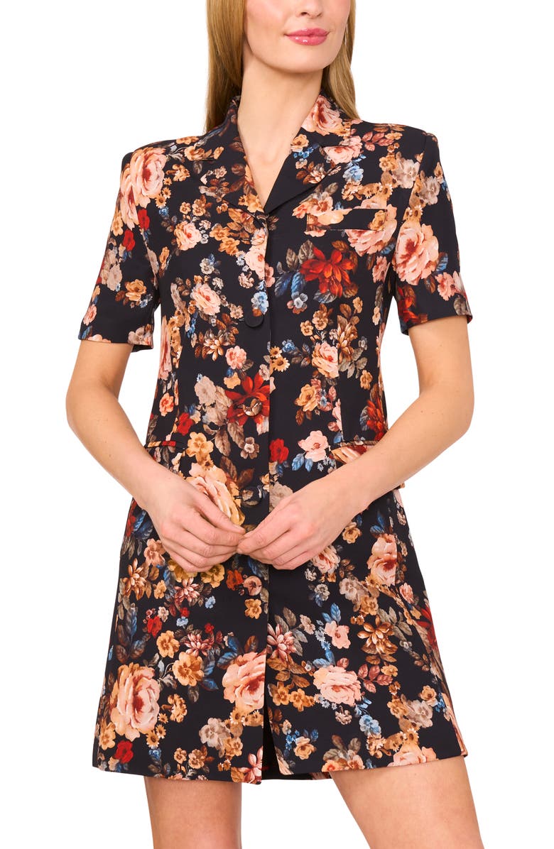 Ted Baker Tailored Floral Short Sleeve Shirtdress, Alternate, color, Rich Black