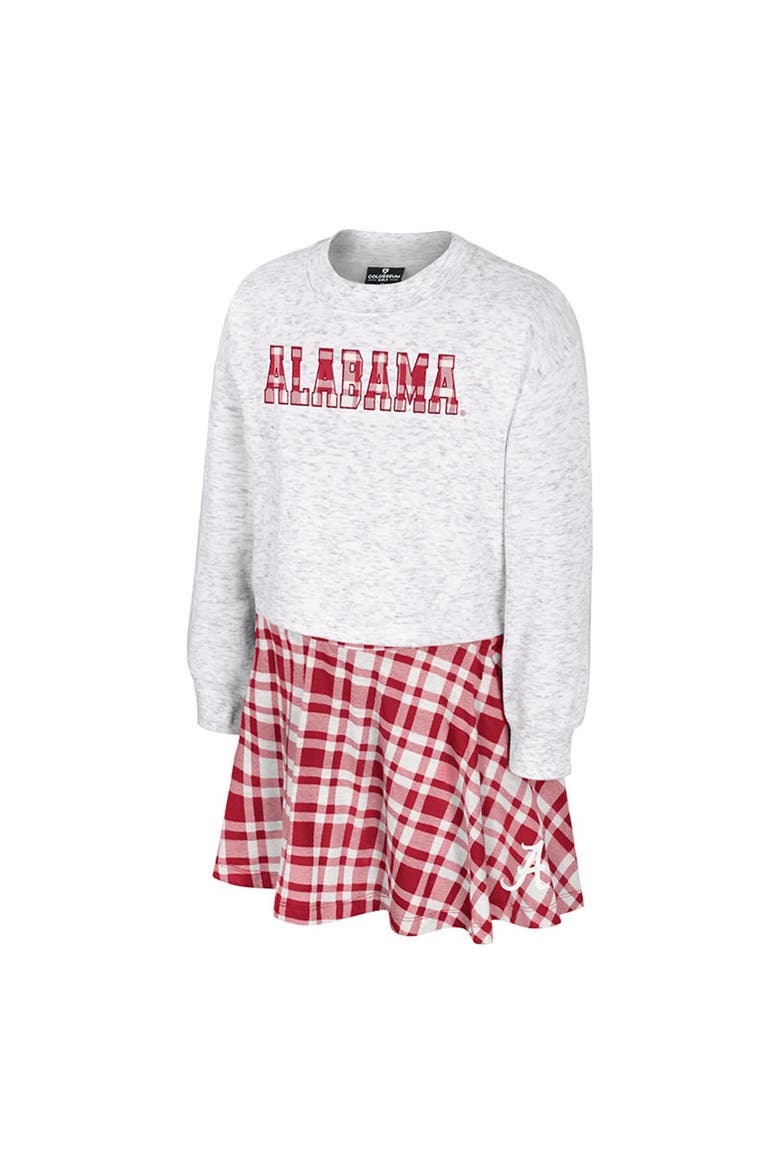 Girls Youth Colosseum Gray Alabama Crimson Tide Marceline Plaid Skirt and Top Set, Alternate, color, Gray