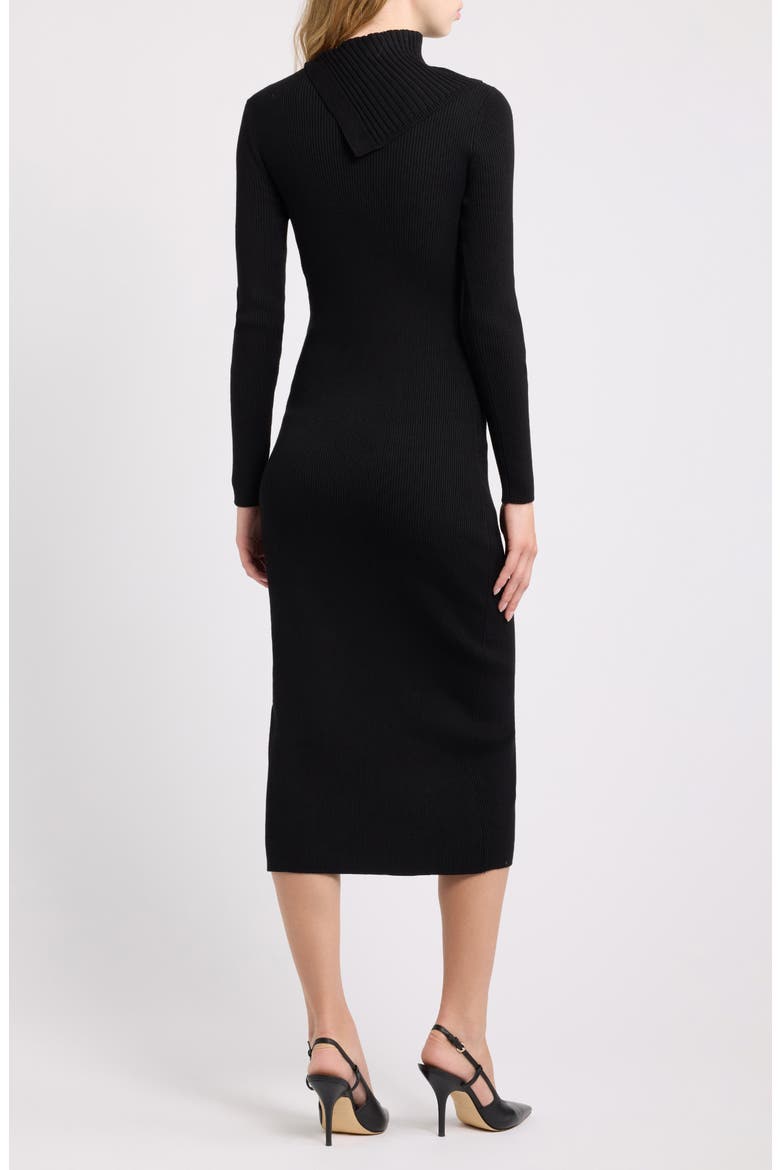 Ribbed Button Detail Midi Dress, Alternate, color, ANNE BLACK