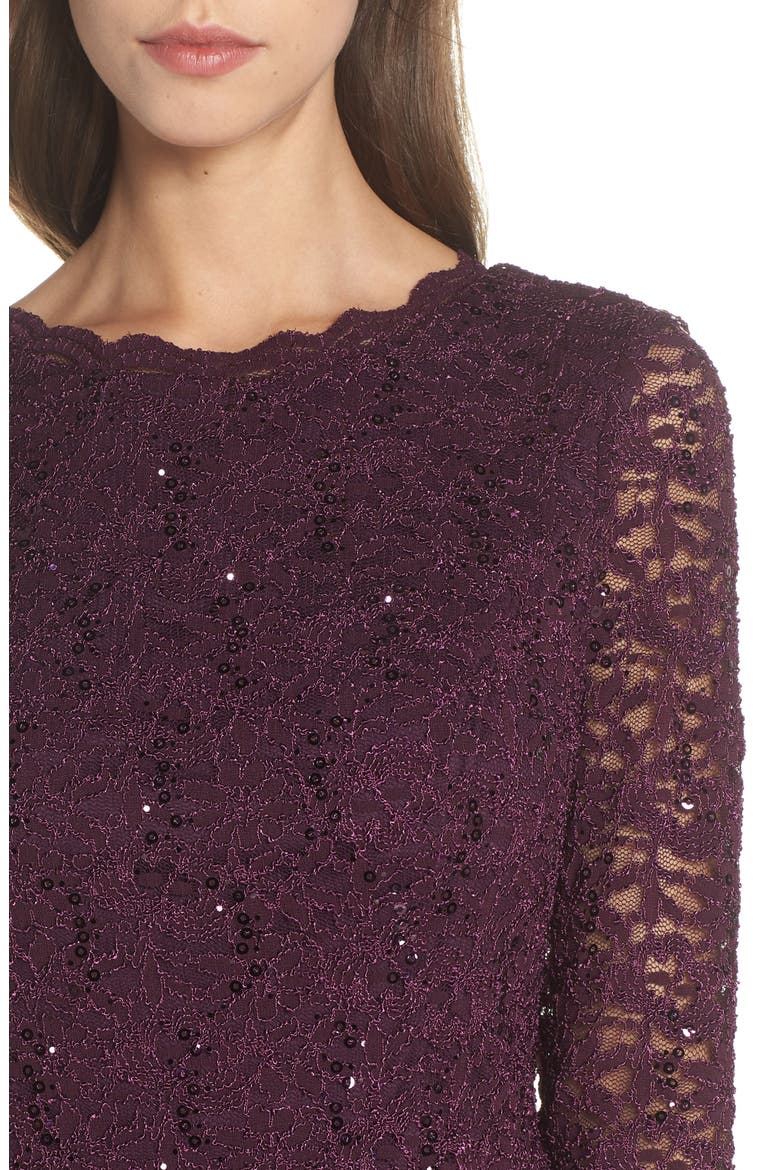 Faux Two-Piece Cocktail Dress, Alternate, color, DEEP PLUM