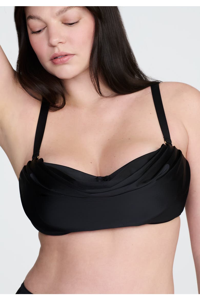 The Balconette Draped Satin, Alternate, color, BLACK