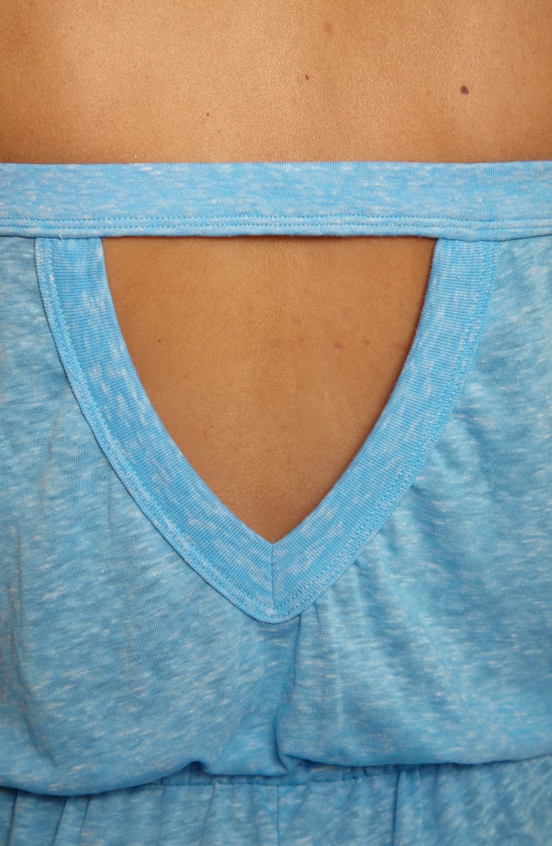 Becca Beach Date Strapless Cover-Up Romper, Alternate, color, Sky Blue