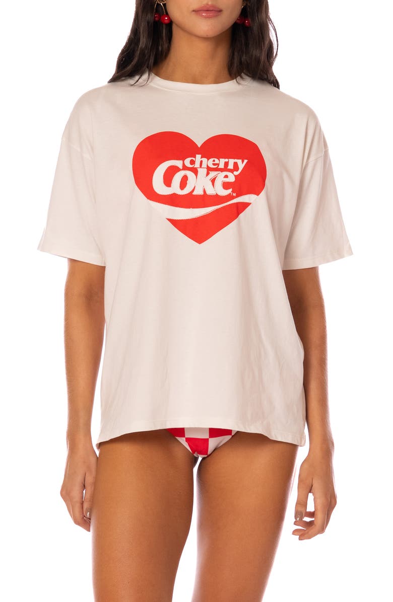 Maaji Cherry Coke Graphic Cover-Up T-shirt, Main, color, Natural
