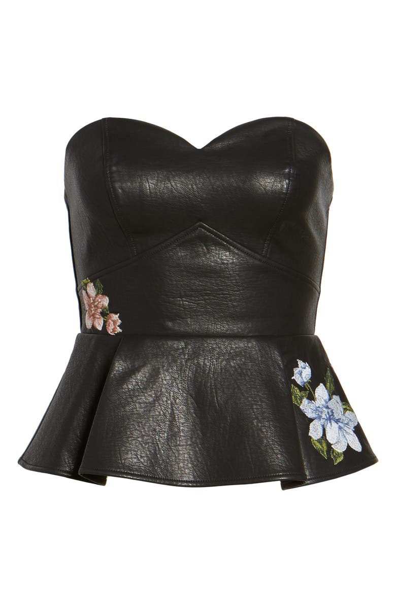 J.O.A. Faux Leather Bustier, Alternate, color,